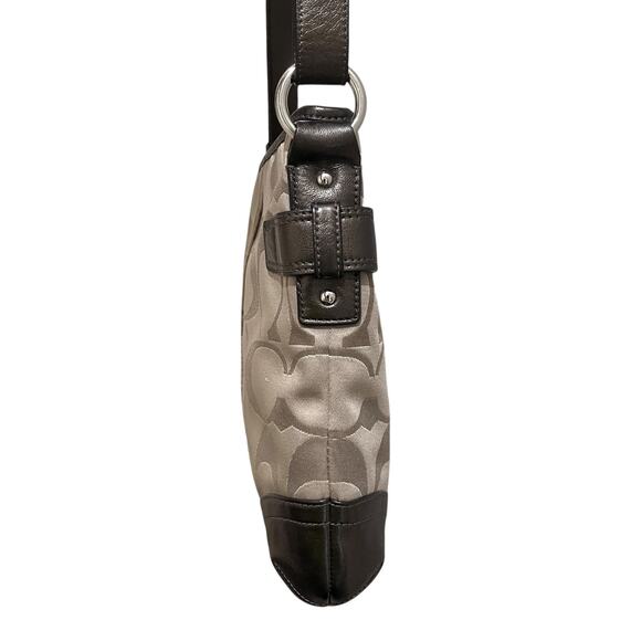 Coach Signature Crossbody Shoulder Bag Womens Brown Khaki Chain Leather Trim - Picture 6 of 12